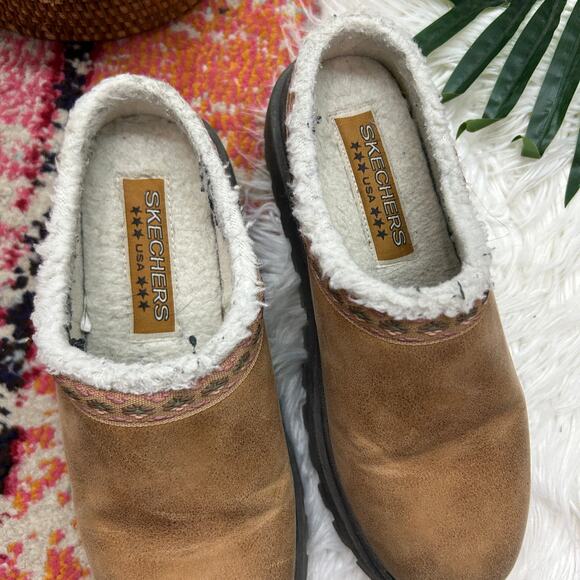 Skechers Shindigs Comfy Hour Platform Clog Mule 7 Y2K Style Slip On Tan Brown - Picture 4 of 11